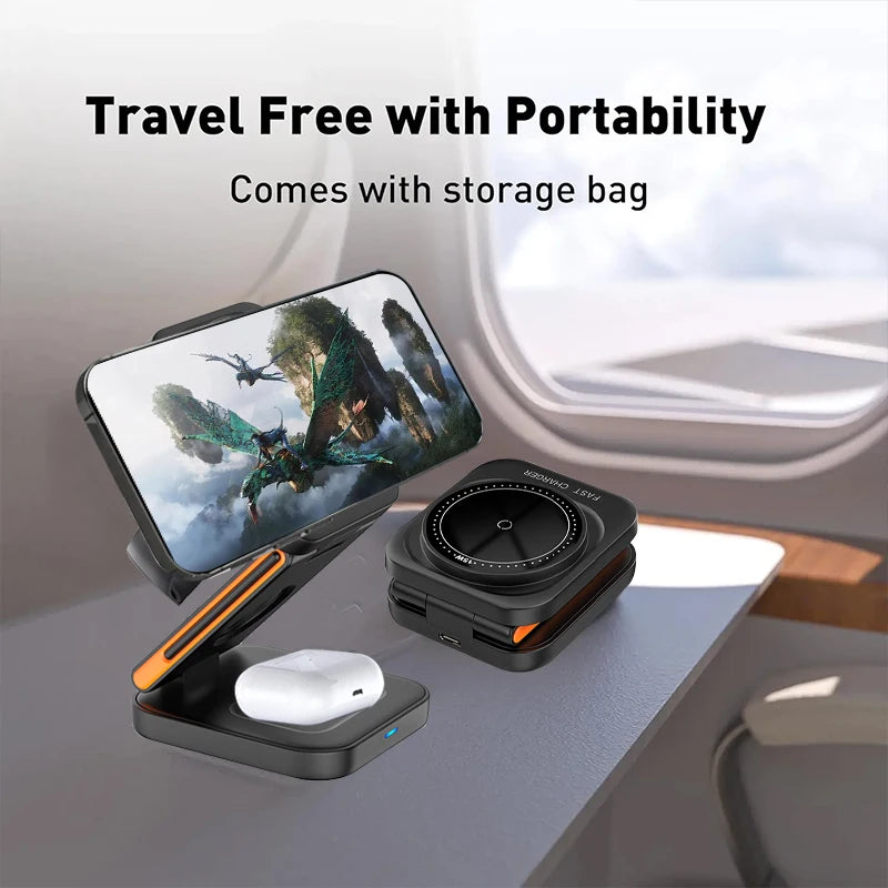 XOITEK Foldable Charging Station Fast Magnetic Wireless Charger Stand