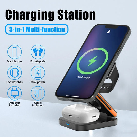 XOITEK Foldable Charging Station Fast Magnetic Wireless Charger Stand
