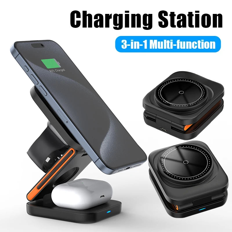 XOITEK Foldable Charging Station Fast Magnetic Wireless Charger Stand